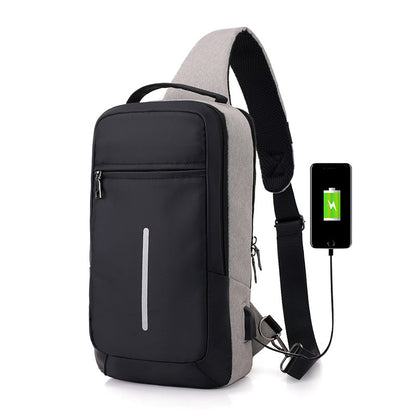 Modern Men's Anti-theft Waterproof Crossbody Shoulder Backpack with USB Charging Port