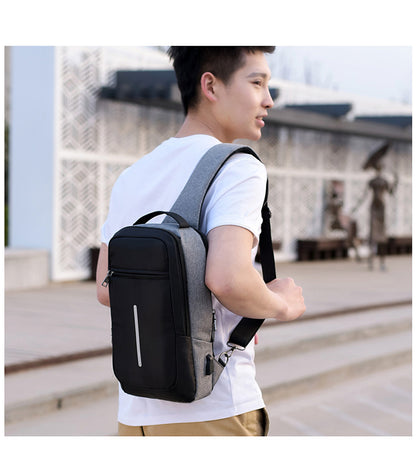Modern Men's Anti-theft Waterproof Crossbody Shoulder Backpack with USB Charging Port