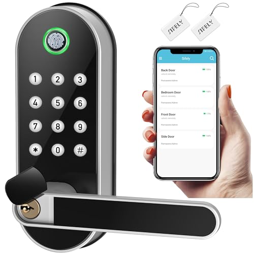Sifely Smart Lock - Biometric Fingerprint Smart Door Lock - Keypad Keyless Entry Door Lock - Passcode Code Door Lock - Digital Door Lock - Door Handle - Door Knob - Door Lever - Deadbolt Alternatives