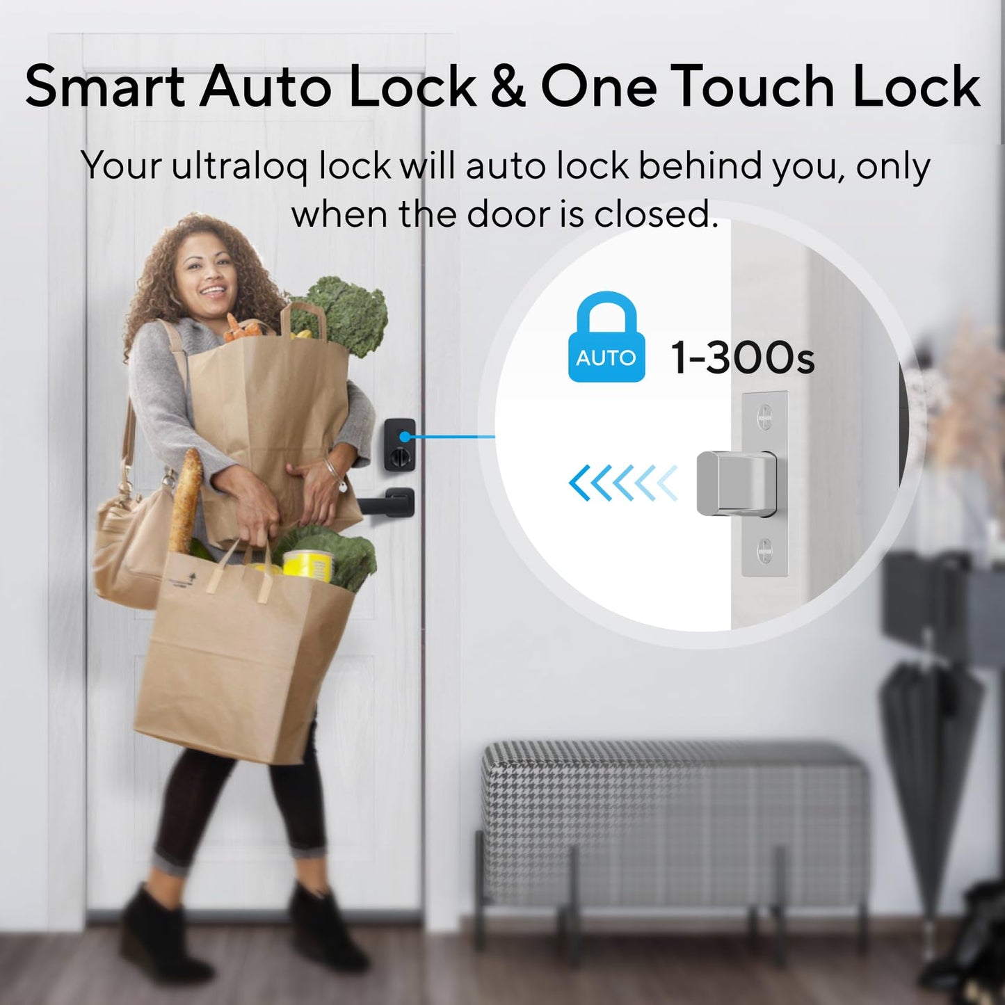 ULTRALOQ U-Bolt Pro WiFi Smart Lock with Door Sensor, 8-in-1 Keyless Entry Door Lock with Built-in WiFi,Fingerprint ID,App Remote Control,Auto Unlock,Door Status Alert,WiFi Deadbolt Door Lock