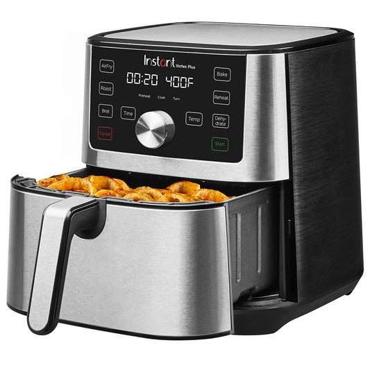 Instant Vortex Plus 6QT XL Air Fryer, 6-in-1, Broils, Dehydrates, Crisps, Roasts, Reheats, Bakes for Quick Easy Meals, 100+ In-App Recipes, Dishwasher-Safe, from the Makers of Instant Pot, Black
